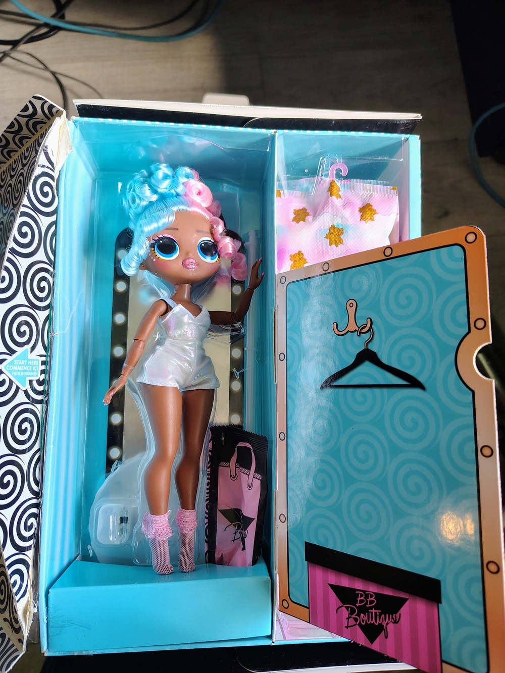 L.O.L. Surprise! Iridescent White Outfit Doll with Blue & Pink Hair
